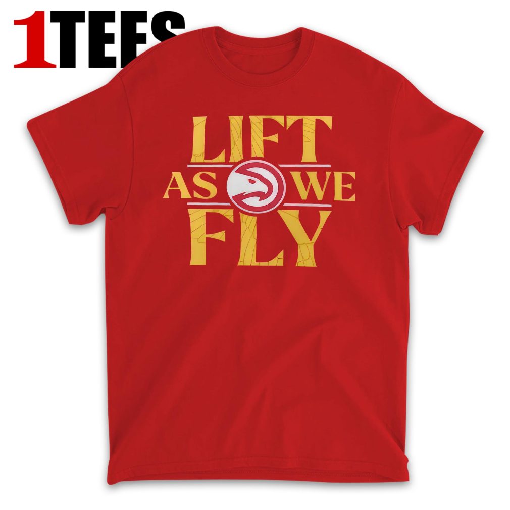 Red Atlanta Hawks Lift As We Fly Full Court Press T-Shirt - Front
