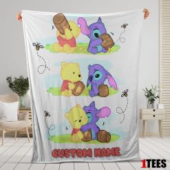Disney Winnie The Pooh and Stitch Fleece Blanket - Customize Blanket