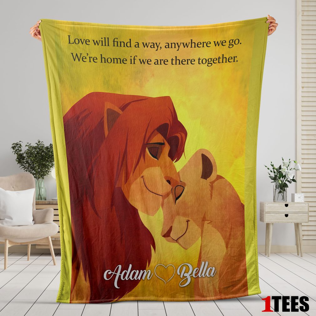 Lion King Simba and Nala Flannel Fleece Customized Blanket