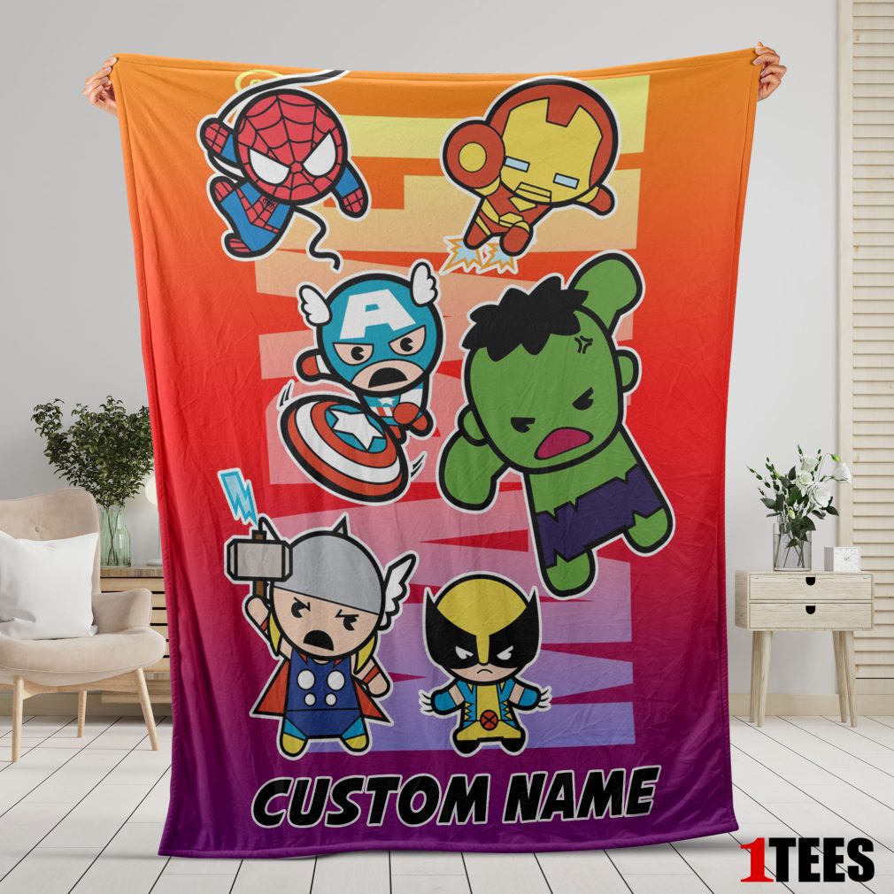 Marvel SuperHero Avengers Skull Friends Birthday Cute Blanket Fleece Customized Blanket