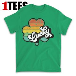 Lucky Shamrock Rainbow Retro Vintage T-Shirt - Front