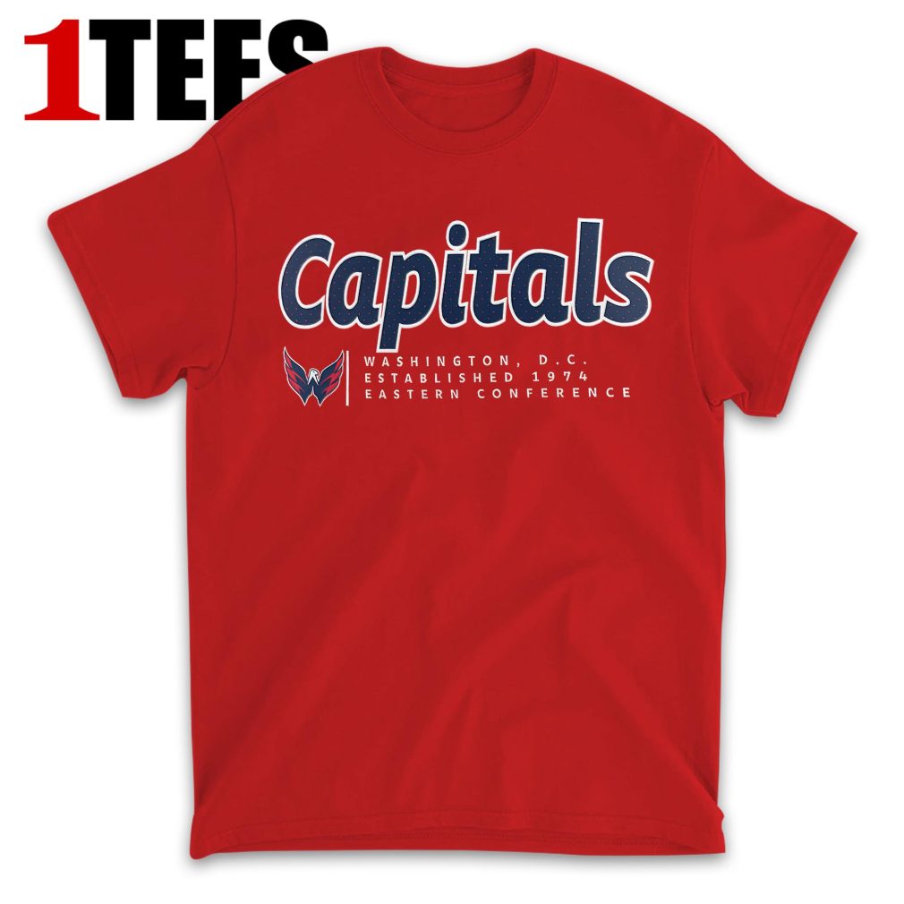 Red Washington Capitals Strike the Goal Long Sleeve T-Shirt - Front