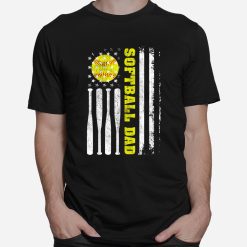 Softball Dad Usa American Flag Shirt