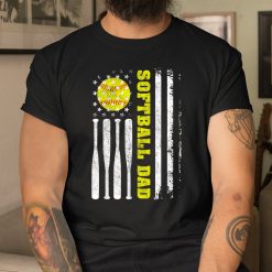 Softball Dad Usa American Flag Shirt
