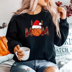 Basketball Mom Basketball Mama Leopard Christmas Plaid Santa Shirt