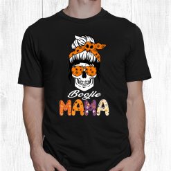 Boojie Mama Halloween Monster Messy Bun Skull Mom Shirt