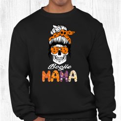Boojie Mama Halloween Monster Messy Bun Skull Mom Shirt