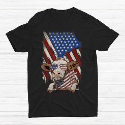 Cow Dad Mom Vintage American Flag Shirt