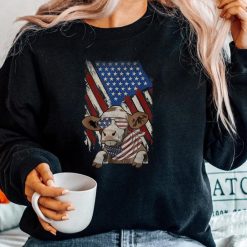 Cow Dad Mom Vintage American Flag Shirt