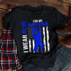 I Wear Blue For My Mom Diabetes Awareness American Flag Shirt