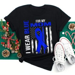 I Wear Blue For My Mom Diabetes Awareness American Flag Shirt