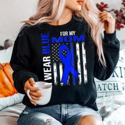 I Wear Blue For My Mom Diabetes Awareness American Flag Shirt