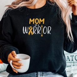 Mom Of A Warrior Childhood Cancer Ribbon Awareness Shirt