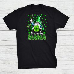 One Lucky Mom Saint Patricks Day Gnome Hockey Mama Shirt