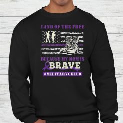 Purple Up Military Kids Land Of The Free My Mommy Is Brave Shirt