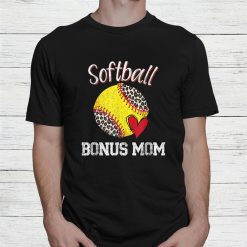 Softball Bonus Mom Leopard Tee Ball Shirt