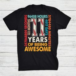 11th Birthday 11 Years Old 132 Months Cool Baseball Birthday Shirt