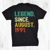 30th Birthday0 Years Old Vintage Legend Since August991 Shirt