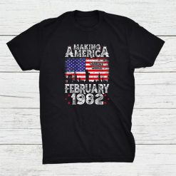 40th Birthday Gift February 1982 American Flag 40 Years Old Shirt