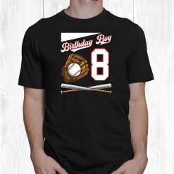 Birthday Boy 8 Party Cake Baseball Field Bat Catcher Homerun Shirt