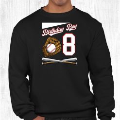 Birthday Boy 8 Party Cake Baseball Field Bat Catcher Homerun Shirt