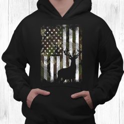 Camo Us Flag Deer Elk Buck Camoflage Hunting Hunter Dad Shirt