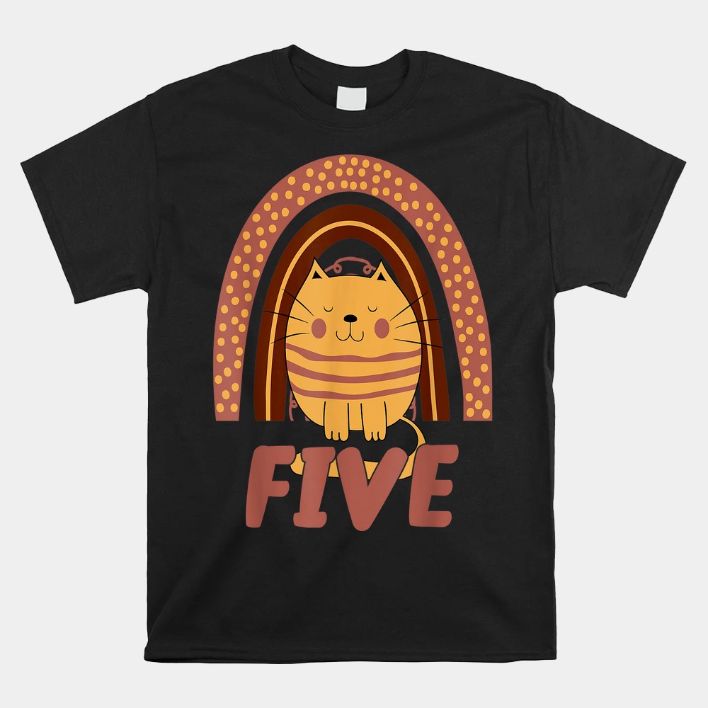 Cat Rainbow 5th Birthday Kids Boys Five Pre-k Kittens Cute Shirt