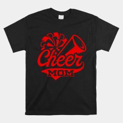 Cheer Mom Biggest Fan Leopard Print Black And Red Pom Pom Shirt