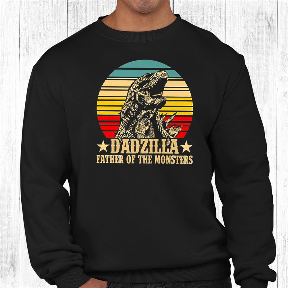 Dadzilla Father Of The Monsters Retro Vintage Sunset Shirt