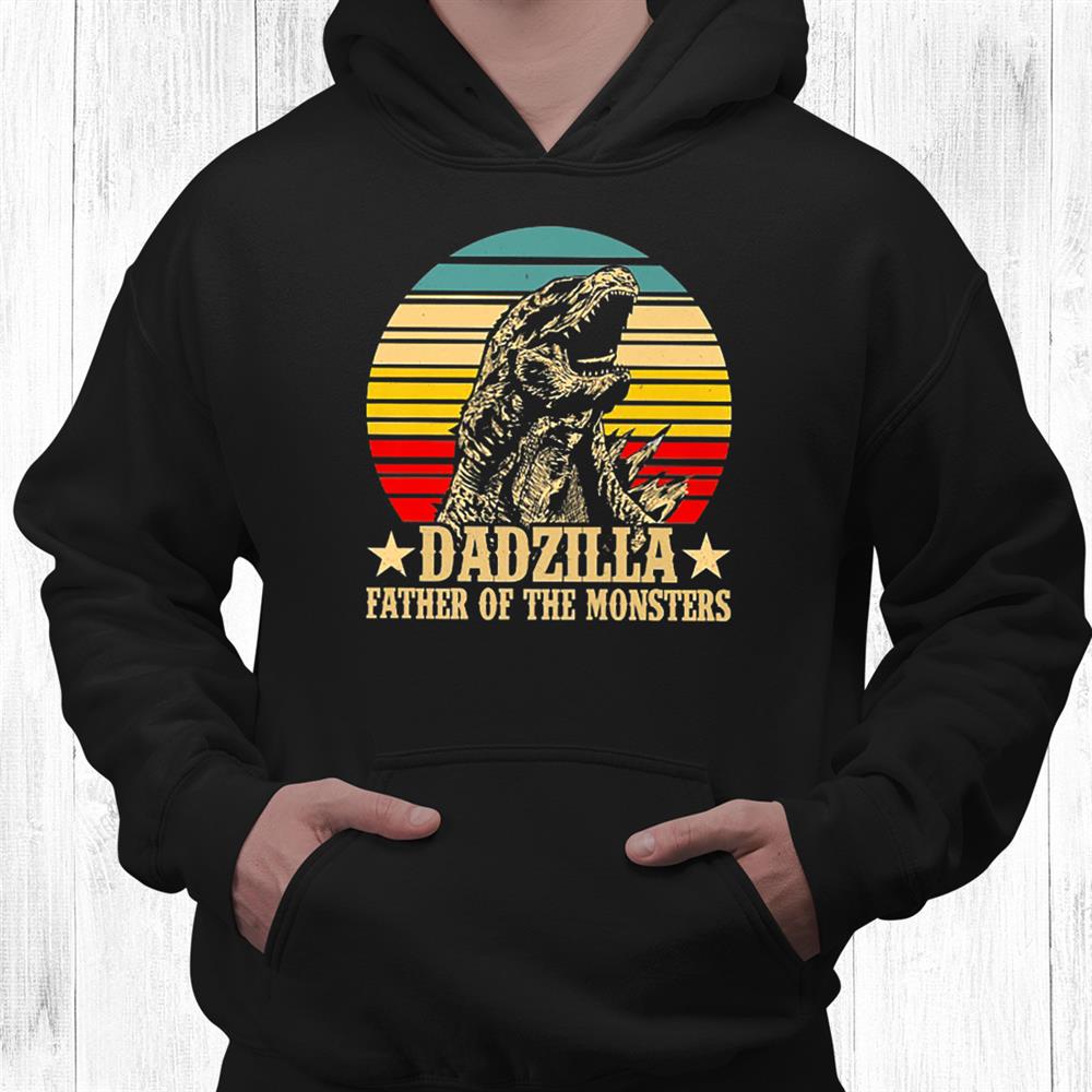 Dadzilla Father Of The Monsters Retro Vintage Sunset Shirt