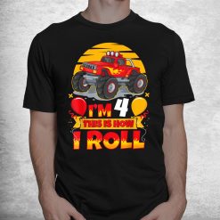 Hot Wheels Birthday I'm 4 This Is How I Roll Monster Truck Shirt