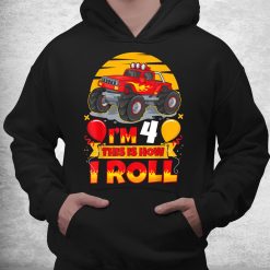 Hot Wheels Birthday I'm 4 This Is How I Roll Monster Truck Shirt