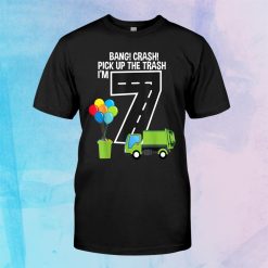I'm Seven Year Old Birthday Boy Garbage Truck Kids Toddler Shirt