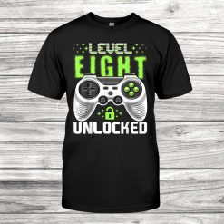 Level Unlocked Video Gamerth Birthday Shirt Gift Boys Black