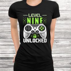 Level 9 Unlocked Video Gamer 9th Birthday Shirt Gift Boys Black