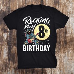 Rocking My 8th Birthday I Electric Guitar Astronaut Costume Shirt