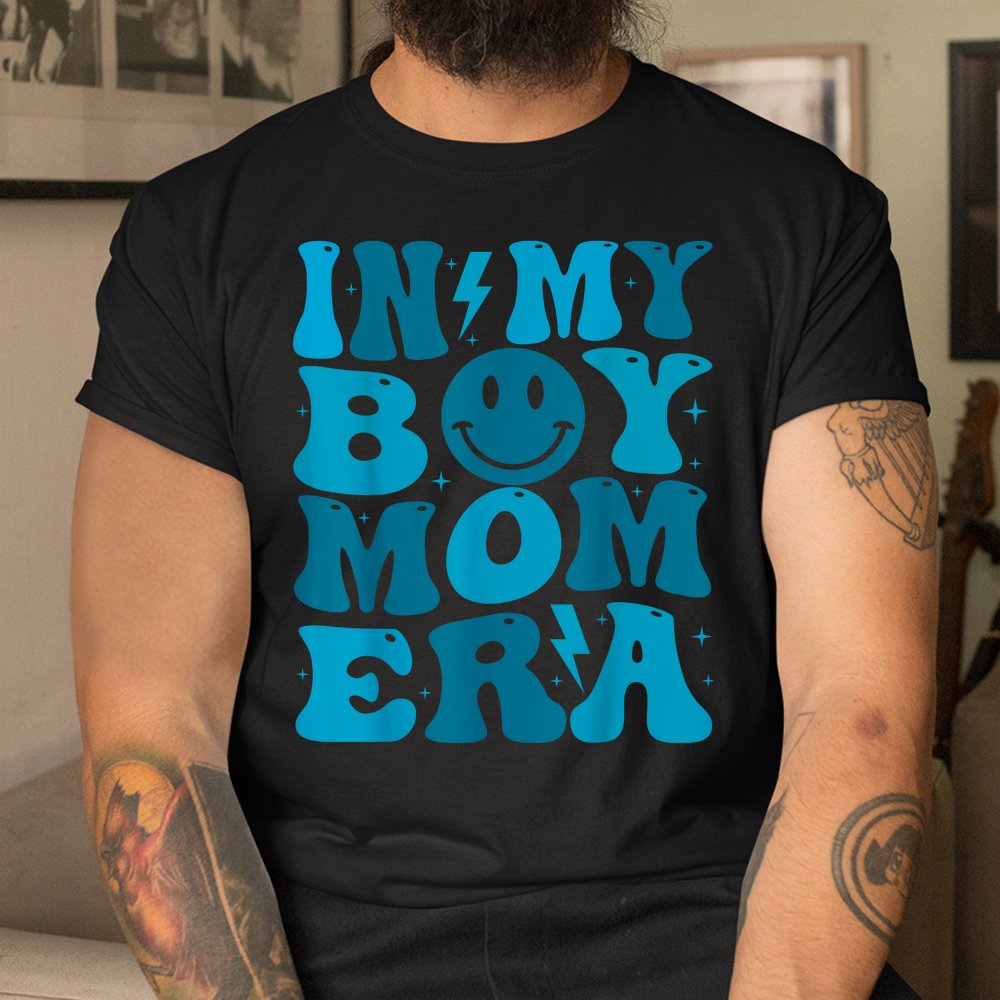 Smile Face In My Boy Mom Era Groovy Mom Of Boys Shirt