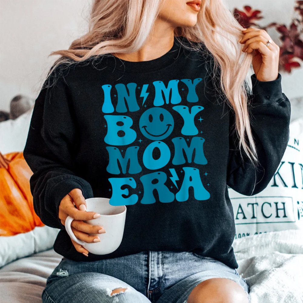 Smile Face In My Boy Mom Era Groovy Mom Of Boys Shirt
