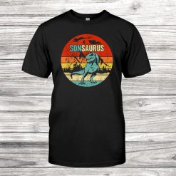 Sonsaurus Sons Birthday Funny T Rex Son Saurus Dinos Lover Shirt