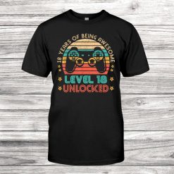 Vintage8th Birthday Level8 Unlocked Funny Gamer Shirt