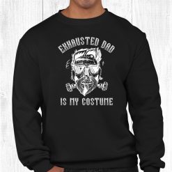 Dad Halloween Exhausted Dad Skull Beard Funny Shirt