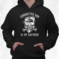 Dad Halloween Exhausted Dad Skull Beard Funny Shirt