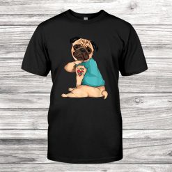 Fathers Day Gift Funny Dog Pug I Love Dad Tattoo Shirt