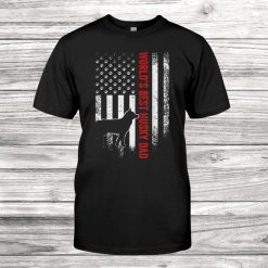 Vintage American Flag Worlds Best Siberian Husky Dad Funny Shirt