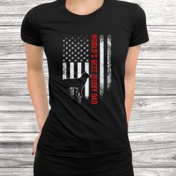 Vintage American Flag Worlds Best Siberian Husky Dad Funny Shirt