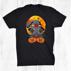 Cat Moon Pumpkin Witch Funny Halloween Shirt