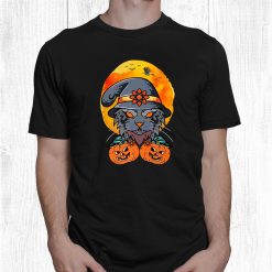 Cat Moon Pumpkin Witch Funny Halloween Shirt