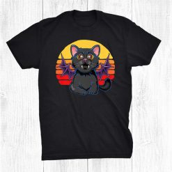 Cute Bat Wing Cat Vampire Funny Halloween Dotd Pentagram Eye Shirt