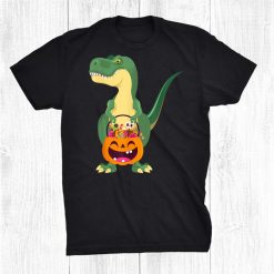 Funny T Rex Dinosaur Trick Or Treating Halloween Shirt