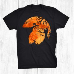 Halloween Bats And Black Cats Witchs Red Moon Trick Treat Shirt